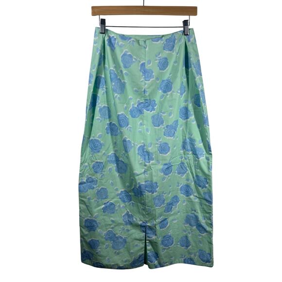 Collective The Label Pencil Midi Skirt Women XL Mint Blue Floral NWT Spring - Picture 2 of 9